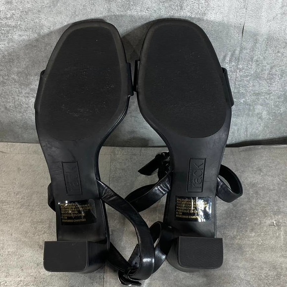 Nordstrom Rack Women's Black Faux-Leather Landry Square-Toe Heeled Sandals SZ9.5 - Picture 10 of 13